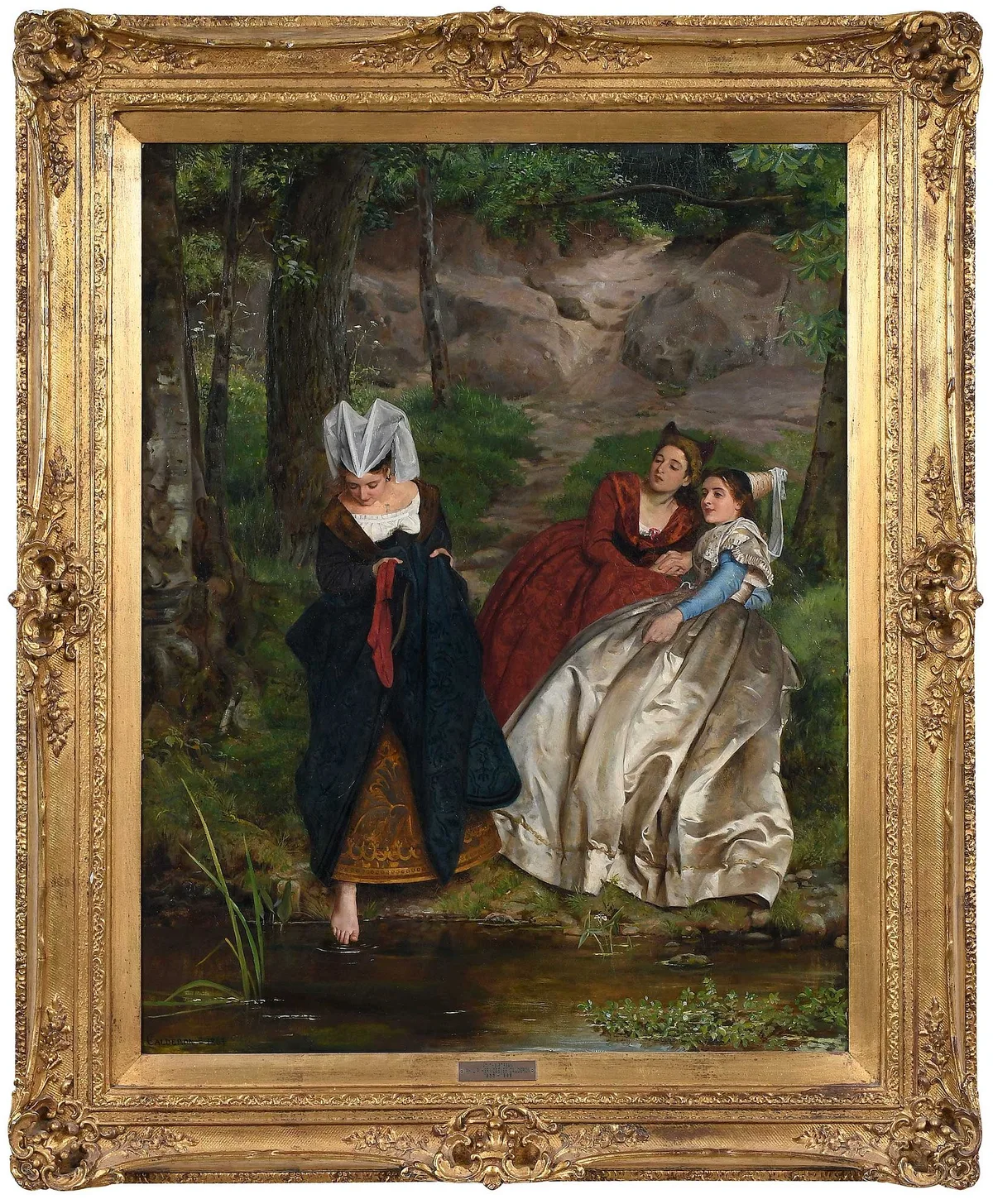 Philip Hermogenes Calderon, At the Stream, 1864, oil on linen
