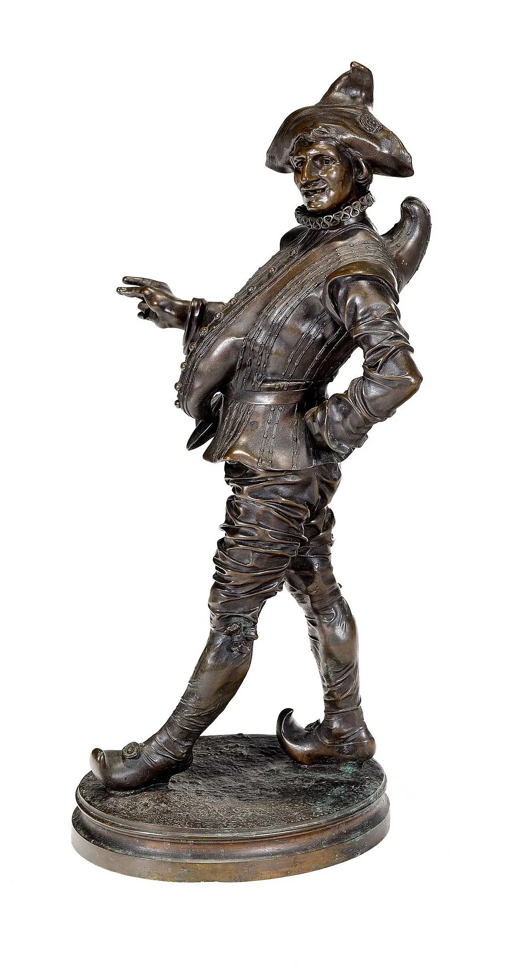 Pierre Granet, Pucinella, patinated bronze
