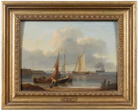 William Anderson, Port Scene  with Fisherfolk, oil on panel