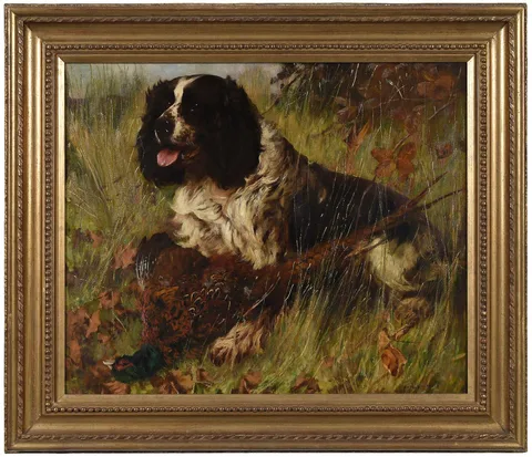 Arthur Wardle, Spaniel with a Pheasant, oil on canvas