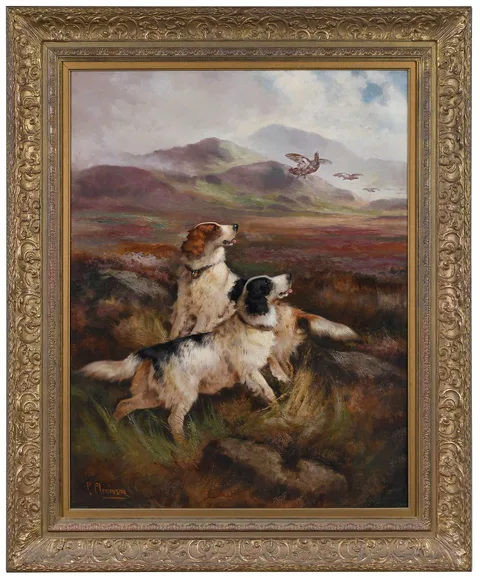 Robert Cleminson, Setters on the Moor, oil on canvas