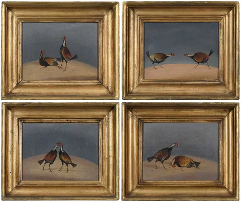Henry Thomas Alken, Four Cock Fighting Scenes, oil on canvas