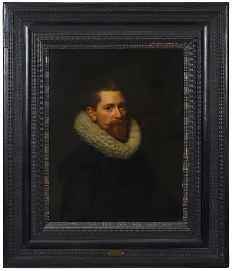 Cornelis van der Voort, Red-haired gentleman in a black jacquard jacket with ruff collar, circa 1615-1620, oil on beveled oak panel