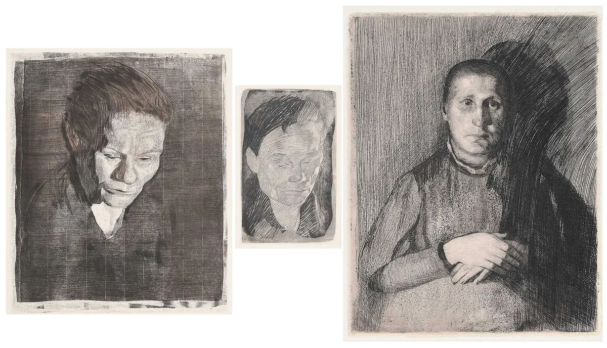 Three Prints by Käthe Kollwitz, 1905, 41) etchings on paper: Gesenkter Frauenkopf (Woman with Bowed Head), sold Nov 2025