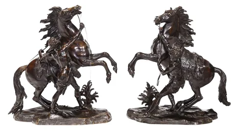 Guillaume Coustou the Elder, Marly Horses, patinated bronze