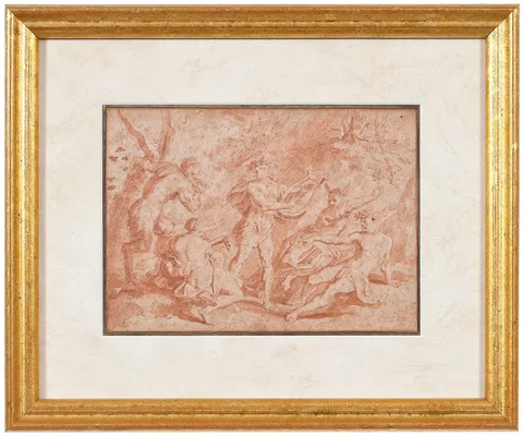 Benedetto Luti, The Contest of Apollo and Marsyas, red chalk on paper