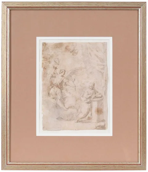 Donato Creti, The Annunciation, brown ink and ink wash on laid paper