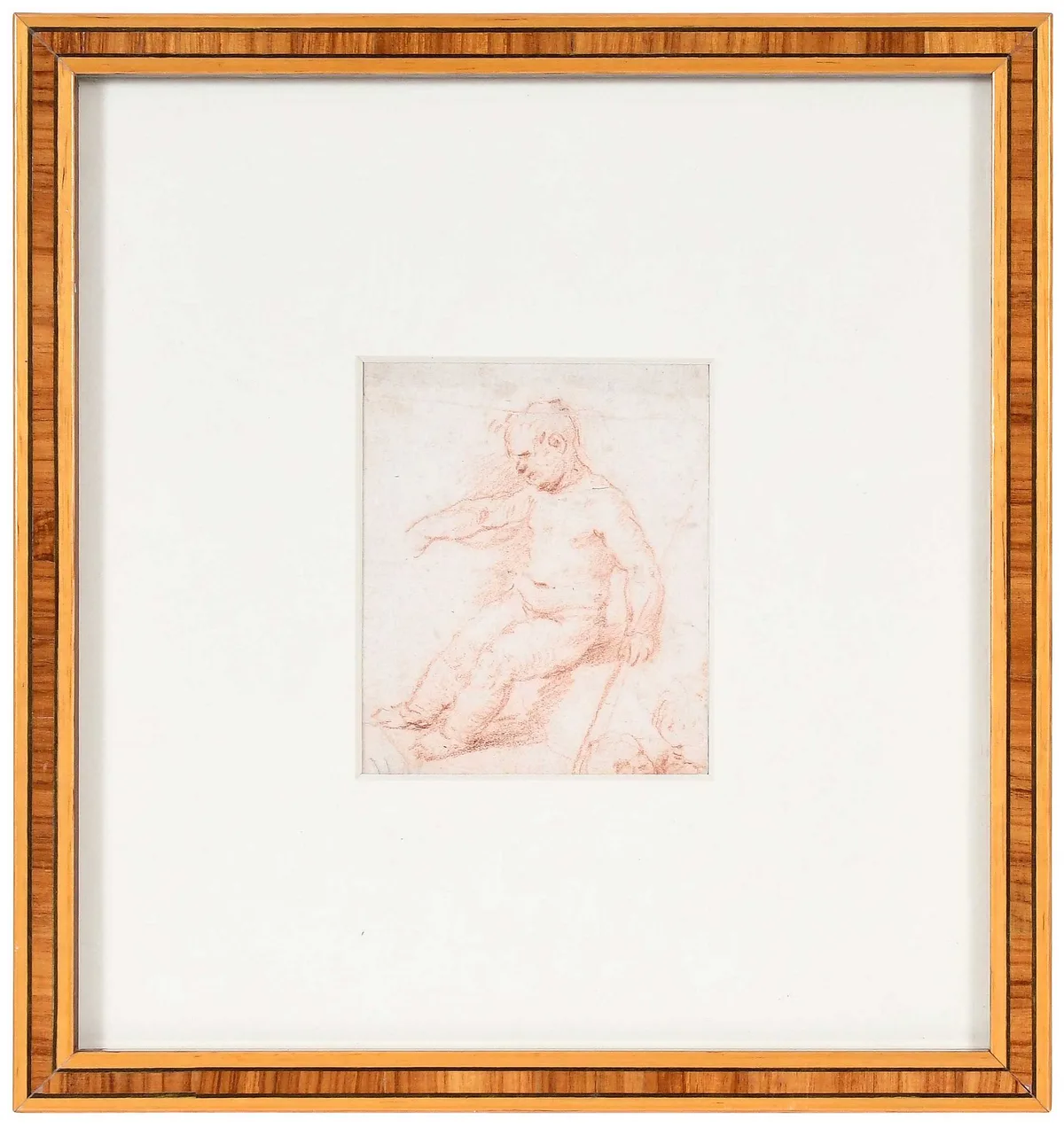 The Infant St. John by Simone Cantarini, red chalk on laid paper, sold May 2025