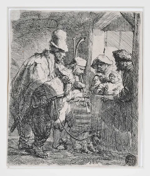 Rembrandt Harmensz van Rijn, Strolling Musicians, circa 1635, etching on paper
