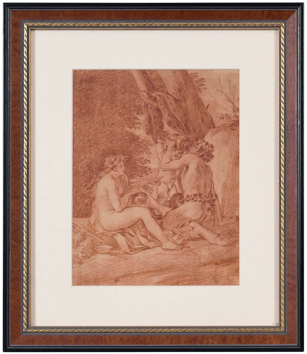 Bacchic Scene by Nicolas Poussin, red chalk on laid paper with Fleur de lis watermark, sold May 2025