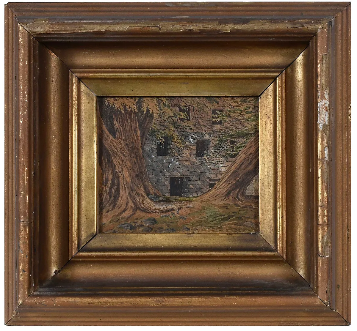 Untitled, greenery shading a cottage by Randolph Caldecott, 1877, watercolor on paper, offered May 2025