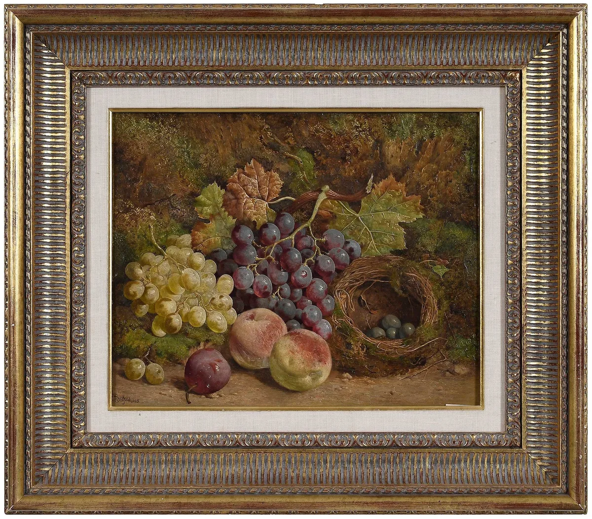 William Hughes, Woodland Still Life, 1865, oil on papered Winsor-Newton millboard