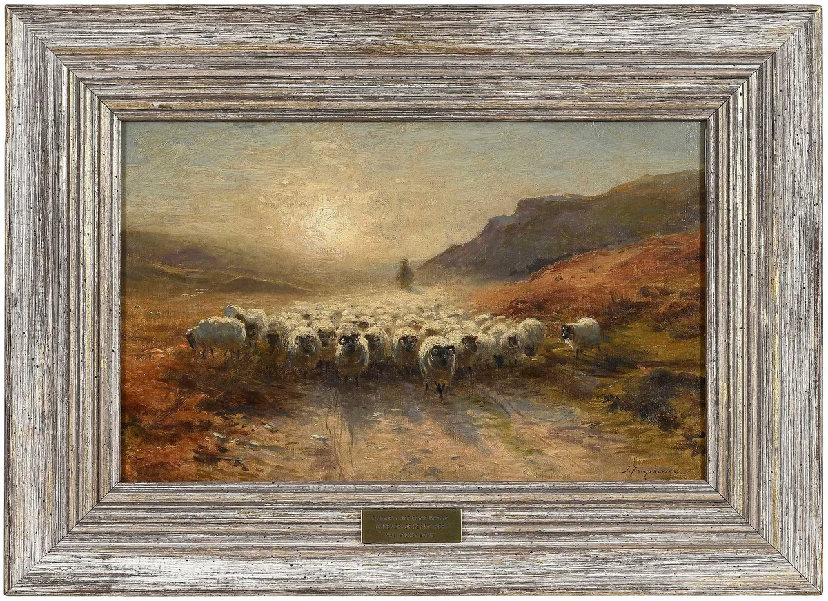 Sunset and Sheep by Joseph Farquharson, oil on canvas, sold Dec 2024