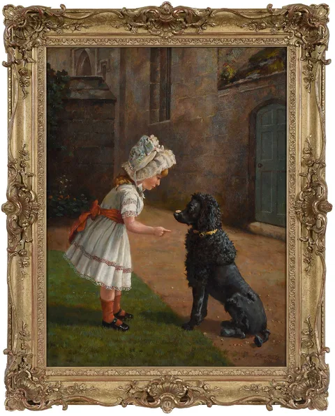 Arthur Charles Dodd, Young Girl with Poodle, 1888, oil on canvas