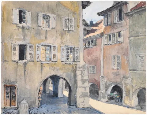 Alexandre Benois, Les Arcades, 1930, watercolor over black chalk