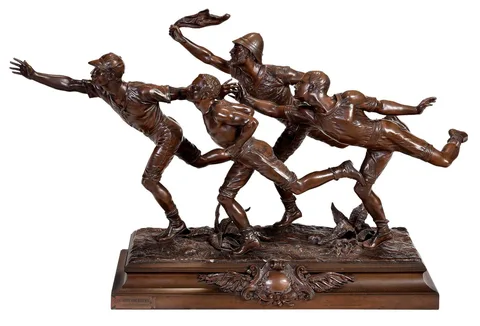 Edouard Drouot, Quatre Coureurs, circa 1850-1875, patinated bronze