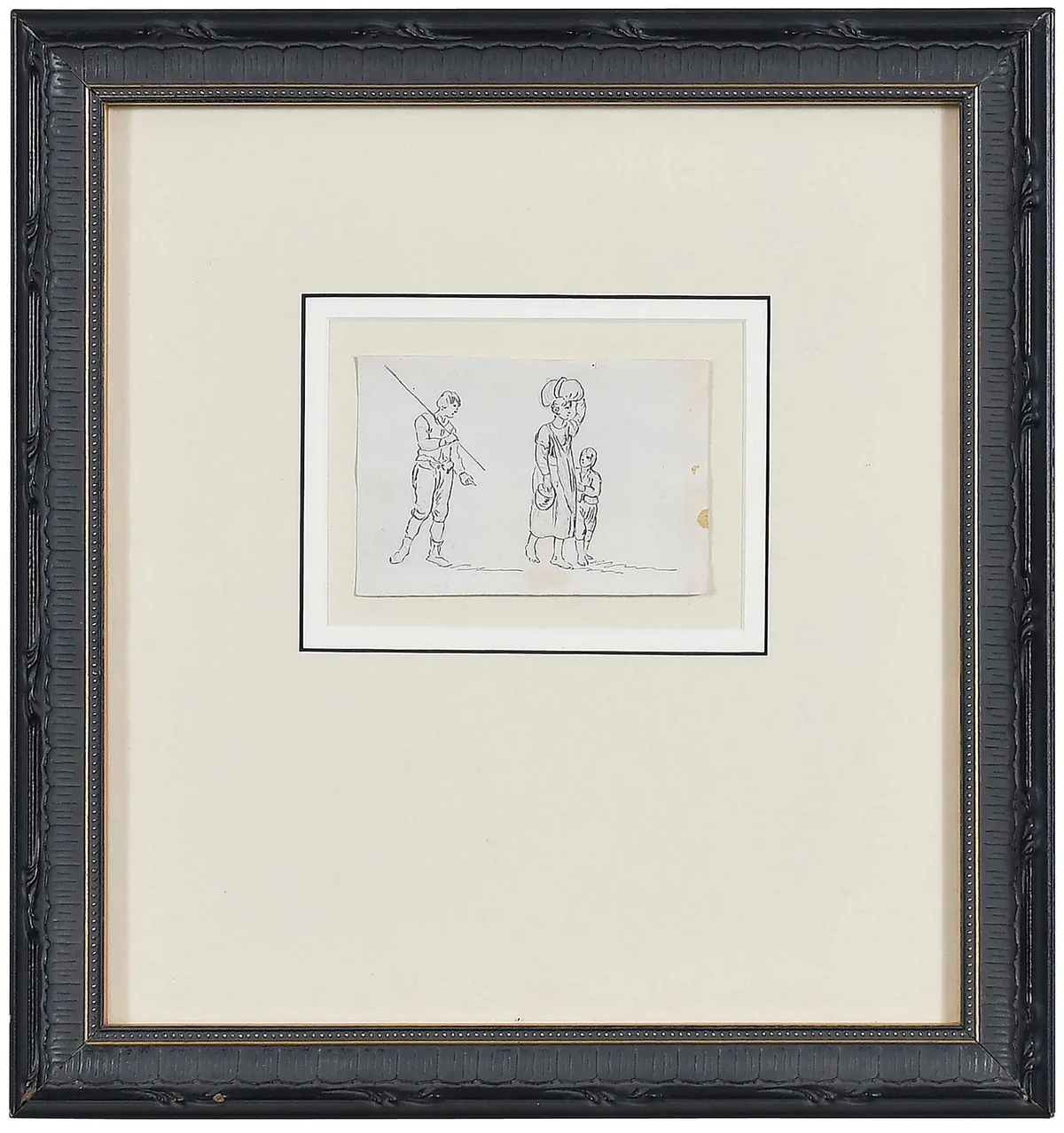 Anthony Devis, Figural Sketch, ink over pencil on laid paper