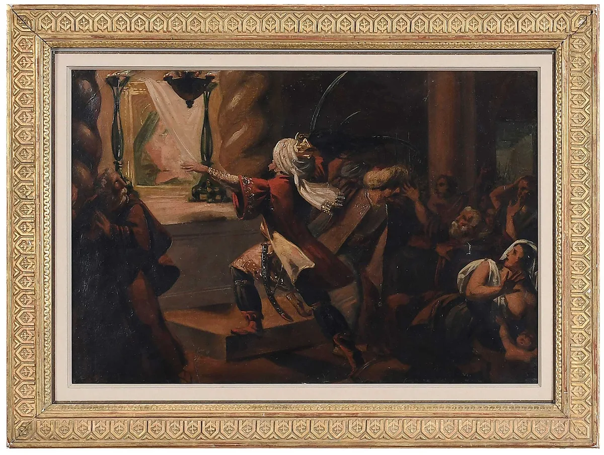 Jerusalem Liberata by Bartolomeo Pinelli, oil on laid paper, offered Sep 2024