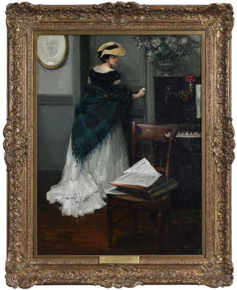 Leaving the Music Lesson by Léon Louis Antoine Tanzi, 1895, oil on canvas, sold Sep 2024