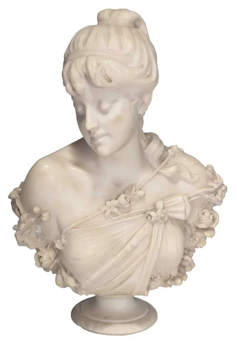 Antonio Frilli, Bust of a Young Woman, carved alabaster