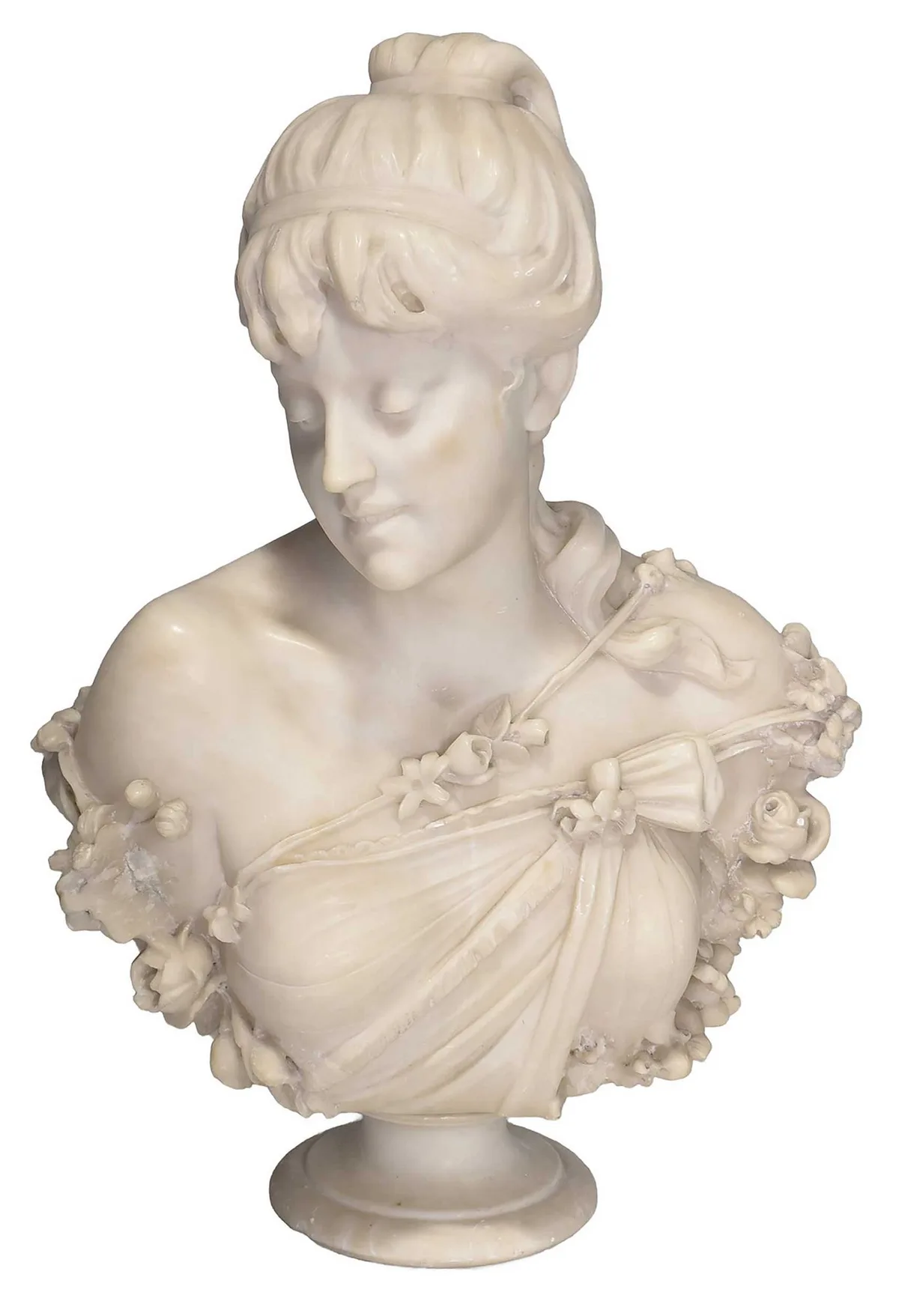 Antonio Frilli, Bust of a Young Woman, carved alabaster