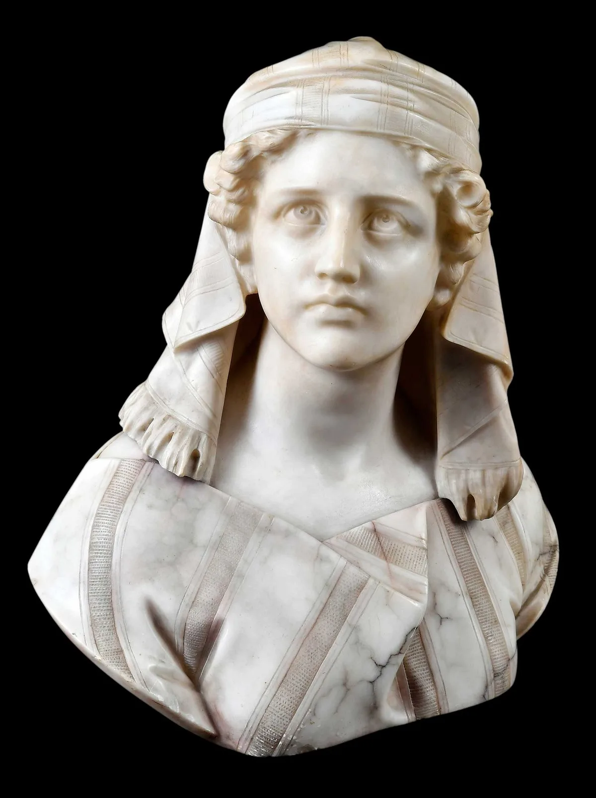 Giuseppi Bessi, Sculptural Bust, carved and incised alabaster