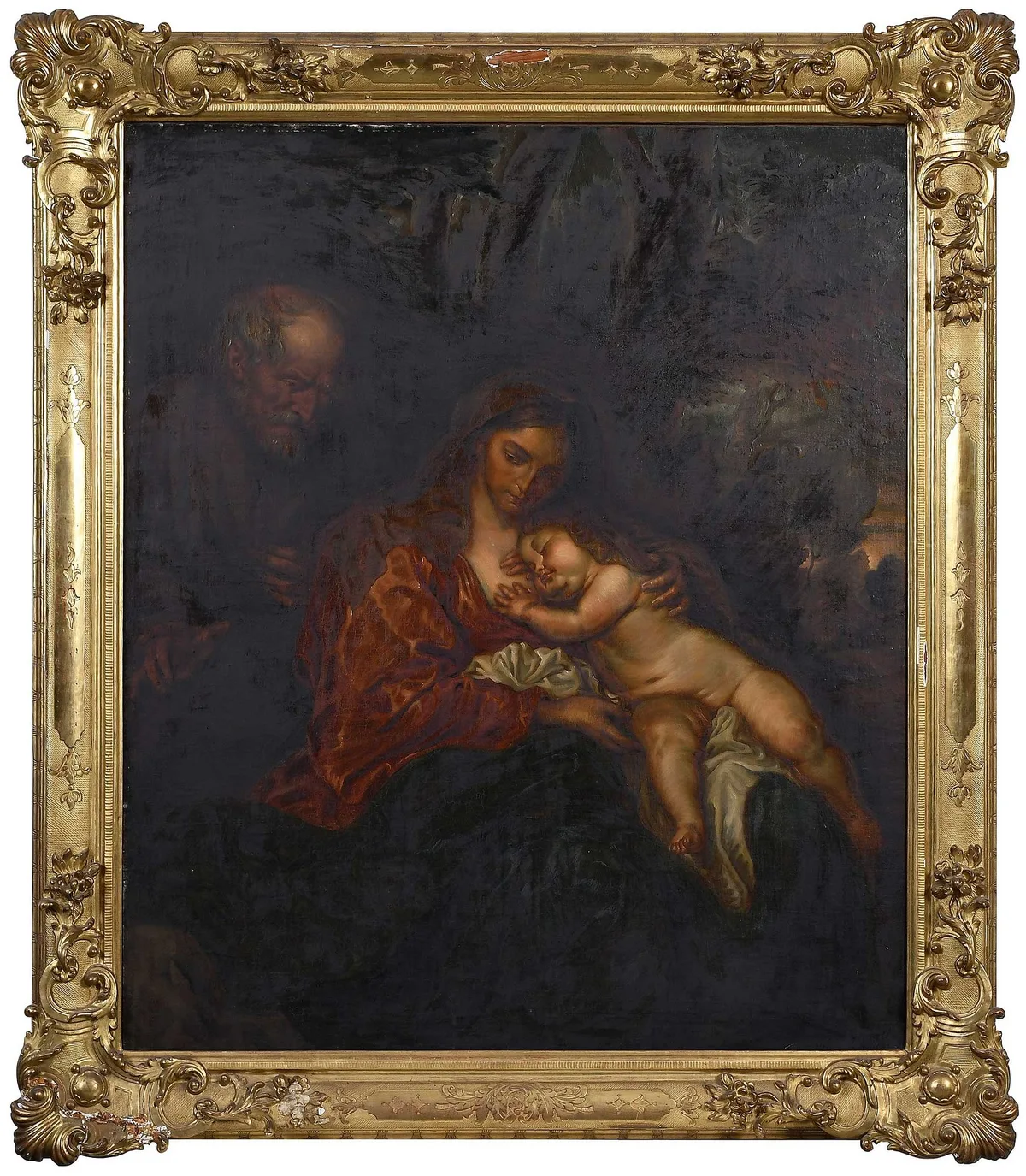 Rest on the Flight to Egypt by Anthony van Dyck, oil on canvas, sold Jun 2024