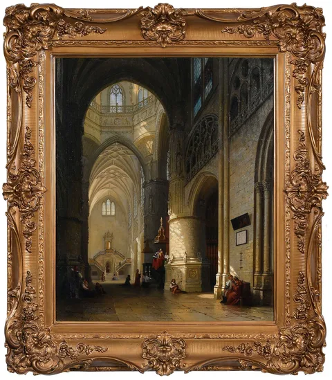 Joseph Maswiens, Cathedral Interior, 1856, oil on canvas