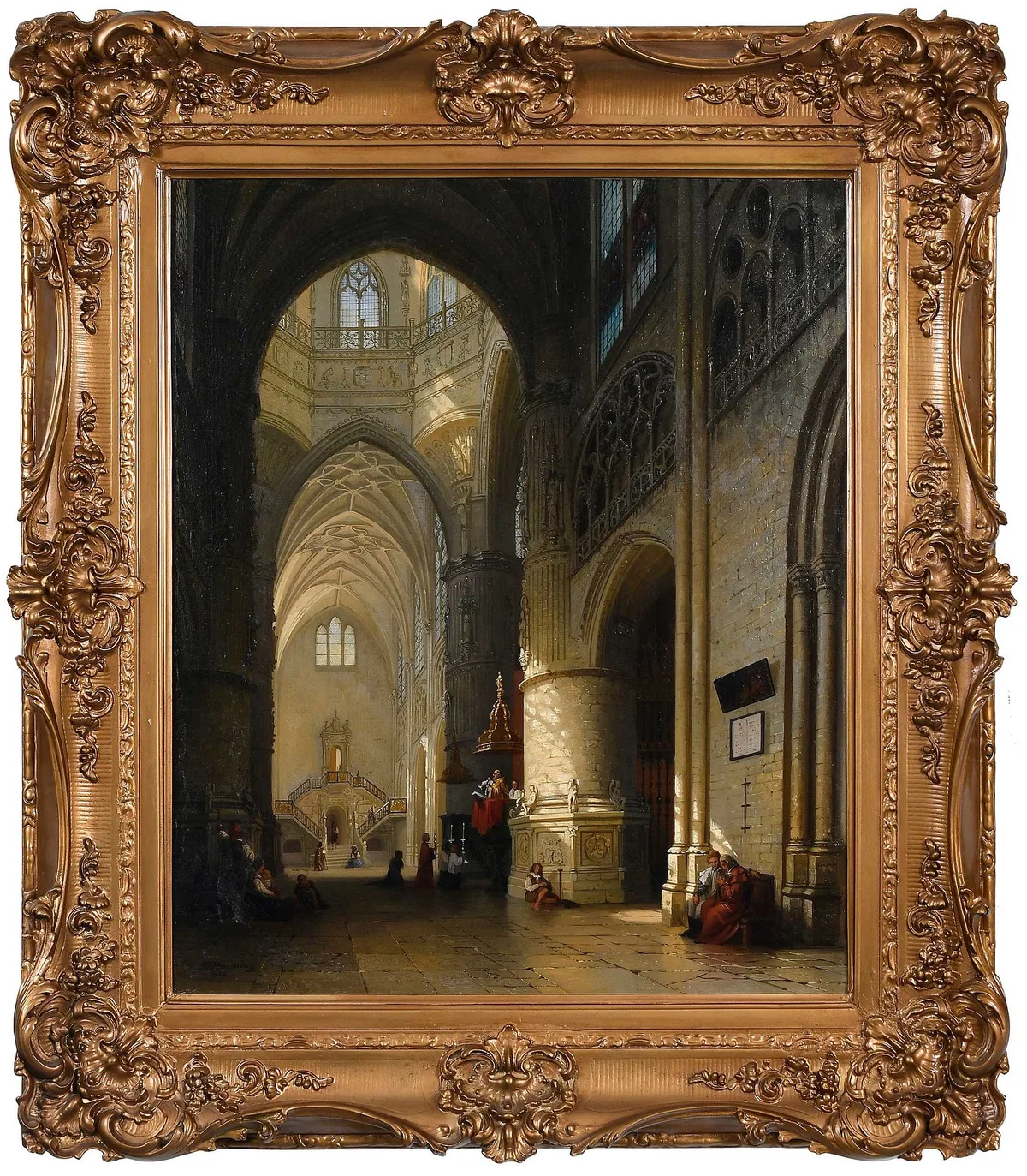Joseph Maswiens, Cathedral Interior, 1856, oil on canvas
