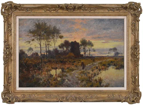Julius Paulsen, Sunday Evening, oil on canvas