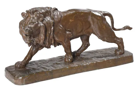 Lion Marchant by Antoine-Louis Barye, patinated bronze, sold Mar 2024