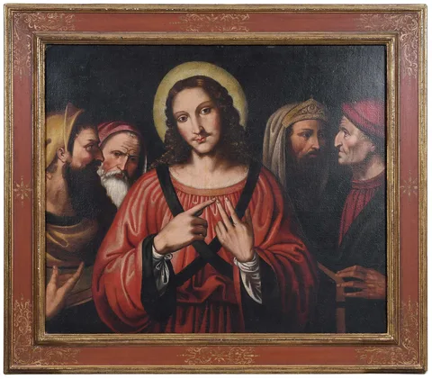 Bernardino Luini, Christ Among the Doctors, after the one held by the National Gallery, London, England, 19th century, oil on linen
