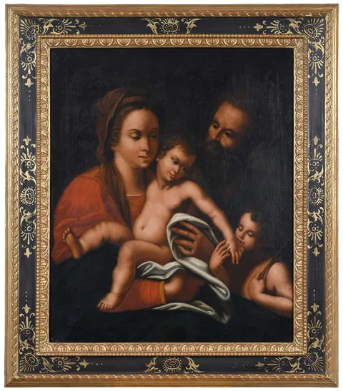 Raphael, Holy Family with Infant St. John, oil on linen