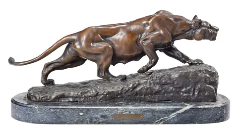 Stalking Lioness by Isidore Bonheur, patinated bronze, sold Mar 2024