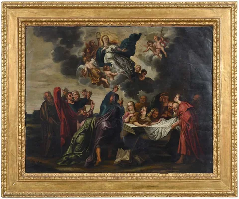 Peter Paul Rubens, Assumption of the Virgin, after the painting in collection of the Museum of Fine Art, Budapest, oil on copper.  27 x