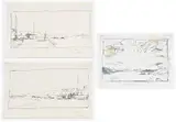 James McBey, Three sketches of Equihen Harbor, France