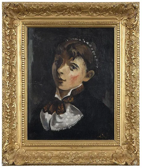 Girl with Pearl Headband by Tadashi Nakayama, oil on canvas, sold May 2021
