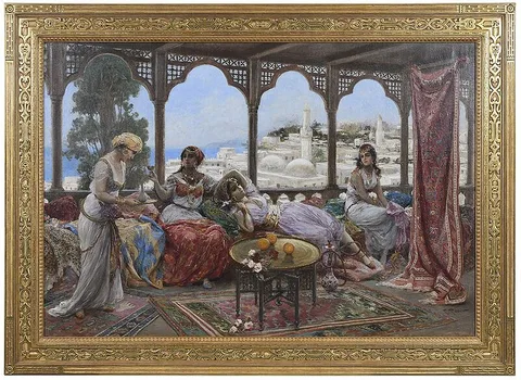 Fabio Fabbi, The Harem Resting on the Terrace, oil on canvas