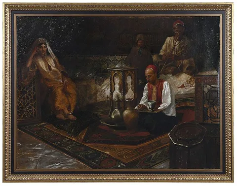 August Floriano Jacassy, Waiting, oil on canvas