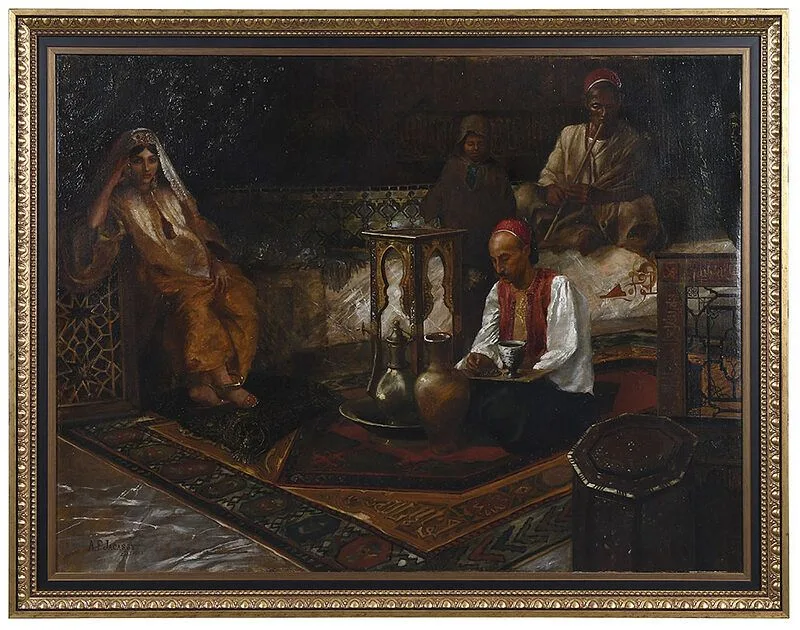 Waiting by August Floriano Jacassy, oil on canvas, sold May 2021