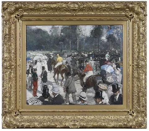 Frantz Charlet, Aux courses, avant le départ, oil on canvas