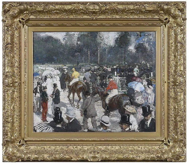Frantz Charlet, Aux courses, avant le départ, oil on canvas