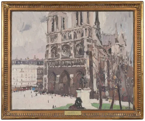 George Oberteuffer, Notre Dame, oil on canvas