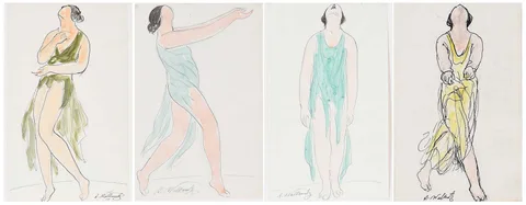 Abraham Walkowitz, Four Isadora Duncans, ink and pencil on paper
