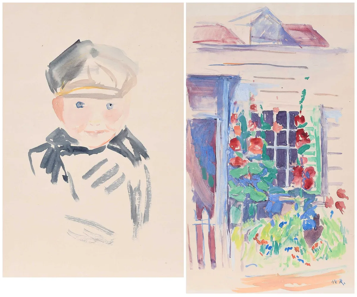 Mary Rogers, Two Watercolors, circa 1919, watercolor on paper