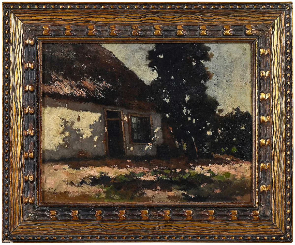 Cornelis  Groeneveld, Sunlight and Shadows on a Cottage, oil on board