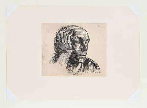 Käthe Kollwitz, Selbstbildnis (Self-Portrait), (Klepstien, no. 155), 1921, drypoint etching on paper