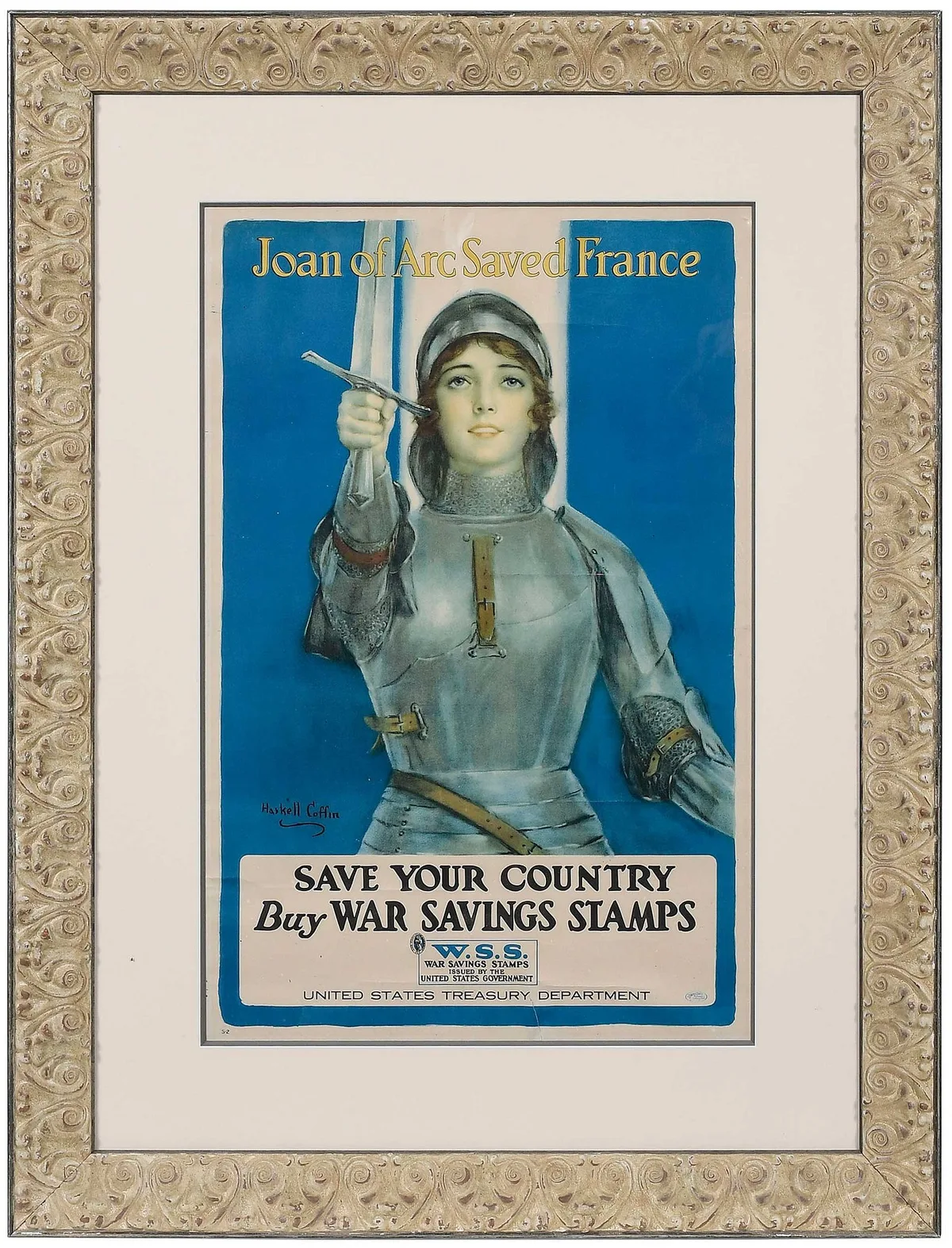 William Haskell Coffin Wwi Poster, Joan of Arc Saved France, 1918, color lithograph poster