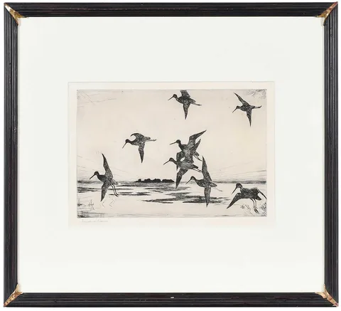 Frank Weston Benson, Yellowtails at Dusk, drypoint etching on paper