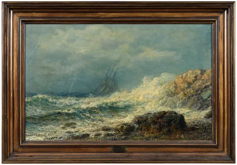 James Gale Tyler, Distant Ship, oil on board